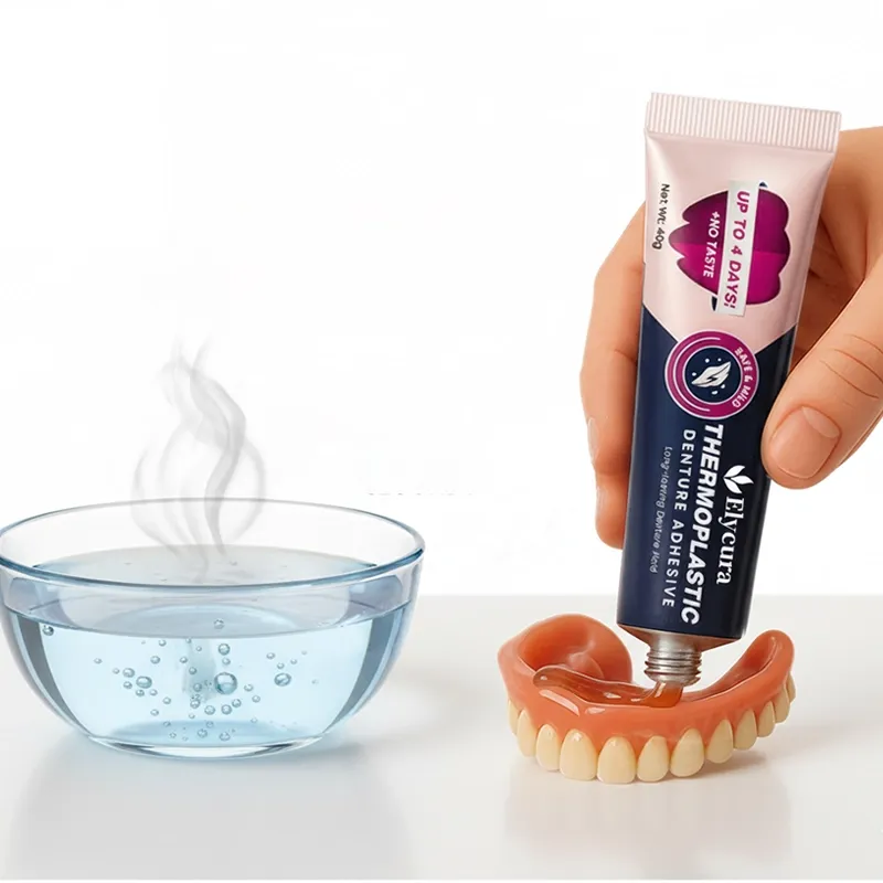 Elycura™ thermoplastic denture gel with warm-water removal